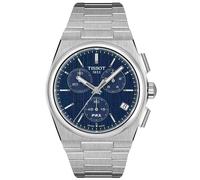 TISSOT -PRX Herrenuhr Silber Blau Datum Chronograph Saphirglas Quartz 41mm- T137.417.11.041.00