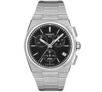 TISSOT -PRX Herrenuhr Silber Schwarz Datum Chronograph Saphirglas Quartz 41mm- T137.417.11.051.00