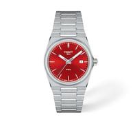 Tissot PRX Schweizer Quarzuhr, Unisex, 35 mm, Edelstahlgehäuse und Armband, rotes Zifferblatt, T1372101142100