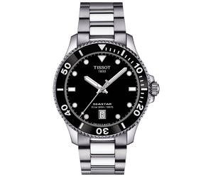 TISSOT -Seastar 1000 Herren- und Damenuhr Silber Schwarz Quarz Saphirglas 40mm- T120.410.11.051.00