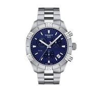 Herrenuhr Tissot PR 100 Sport Gent Chrono Quarz mit blauem Zifferblatt und Edelstahlarmband T101.617.11.041.00