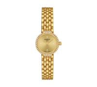 TISSOT -Lovely Damenuhr Gold Champagner mit Diamanten Quarz Saphirglas 20mm- T140.009.63.026.00
