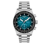 TISSOT -TISSOT PR516 Chronograph Herrenuhr Silber Petrol Quarz Saphirglas 40mm- T149.417.11.041.01
