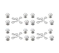 Tissting 16 Stück Knopfnadeln mit Haken, Abnehmbarer Basteln Kartenschlitz Knopf Verstellbarer Edelstahl Hosen Knopfspanner für Lose Jeans(White Pearl)
