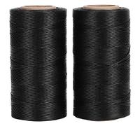 Tissting 2 Spule Wachsfaden, 260m Gewachste Ledergarn Flache Gewachst Thread Leder 1mm Gewachste Schnur für Buchbinden DIY Handnähen Reparatur Schmuck (2 Rolle Schwarz)