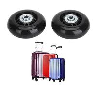 Tissting 2 Stück Ersatzräder Koffer Rollen Ersatz 64 x 24 mm PU Gummi Schwarz Trolley Räder Universal Tragbar Ersatzrollen für Koffer Gepäck Reisekoffer