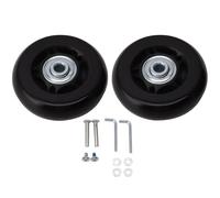Tissting 2 Stück Kofferrollen Ersatz, 64 x 24 mm PU Gummi Schwarz - Universelle Ersatzräder für Trolley und Reisekoffer, Langlebig und Geräuschlos