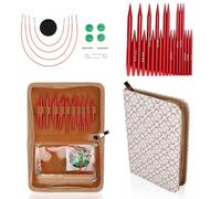 Tissting Rundstricknadel Set, 9 Paar Austauschbar Rundstricknadeln 3mm bis 6mm Aluminium Stricknadel Kit mit 4 Pcs 19cm to 40cm Kabel, Kurze Circular Knitting Needles für Anfänger Häkelgarn