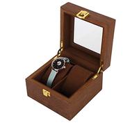 Tissting Uhrenbox Holz 2 Fächer, 12 x 12 x 9 cm Kleine Quadratische Reise Uhrenetui mit Schloss, Minimalistischer Luxuriös Armbanduhr Uhren Display Box Geschenk für Damen und Herren