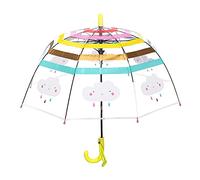 TITA-DONG Kinder-Regenschirm, Gewölbter Automatischer Transparenter Kuppel-Blasenschirm mit Niedlicher Cartoon-Regenbogenwolke, Transparenter Kinder-Regenschirm, Cartoon-niedlicher(Gelb)