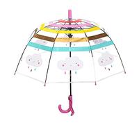 TITA-DONG Kinder-Regenschirm, Gewölbter Automatischer Transparenter Kuppel-Blasenschirm mit Niedlicher Cartoon-Regenbogenwolke, Transparenter Kinder-Regenschirm, Cartoon-niedlicher(Rosa)