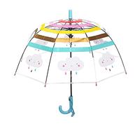 TITA-DONG Kinder-Regenschirm, Gewölbter Automatischer Transparenter Kuppel-Blasenschirm mit Niedlicher Cartoon-Regenbogenwolke, Transparenter Kinder-Regenschirm, Cartoon-niedlicher(Blau)