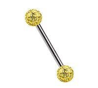 Titan Brustpiercing Schmuck Stab 1,6 x 12 mm mit Zwei Epoxy Kugeln in Gold