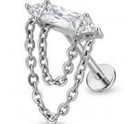 Titan Labret Baguette Kristall mit doppelter Kette Innengewinde