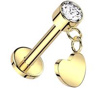Titan Labret Herz Anhänger Zirkonia Push-In