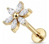 Titan Labret Kristallblüte mit Marquise Blättern Innengewinde
