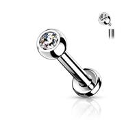 Titan Labret Kugel Zirkonia Silber Innengewinde