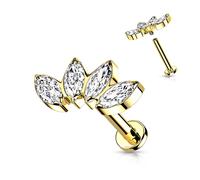 Titan Labret Marquise Schliff 4 Zirkonia Innengewinde