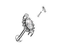 Titan Labret Marquise Schliff Zirkonia Silber Innengewinde