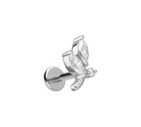 Titan Labret mit Innengewinde + 925er Silber Aufsatz MOISSANIT-ZWEIG