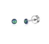 Titan Ohrringe Hypoallergen Damen Herren Mädchen G23 Titan Ohrstecker mit Schraubverschluss Kleine Opal Ohrstecker Grün 3mm