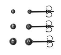 Titan Ohrstecker Hypoallergen Damen Herren Mädchen G23 Titan Ohrringe Schwarz Kleine 3paar Kugel Ohrstecker 2/3/4mm