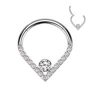 Titan Ring Chevron Zirkonia Opal Silber Clicker