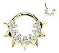Titan Ring Spikes und rund Zirkonia Clicker