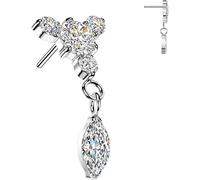 Titan Top Top runde Zirkonia mit 3 kleinen Zirkonia und Marquise Dangle Push-In