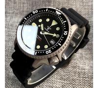 Titanium Diver NH35A Schwarz Automatik 200M Herrenuhr Saphirglas 3,8 Uhr Datum Gummi Schwarze Keramiklünette Kanagawa-Dial
