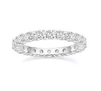 Titaniumcentral 3mm Damen Eternity Ring Silber 925 Zirkonia Volle Ewigkeitsringe Vorsteckring Schmal Verlobungsringe Eheringe Trauringe Memoire Ringe (Silber, 66 (21.0))