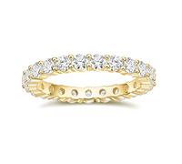 Titaniumcentral 3mm Damen Eternity Ring Silber 925 Zirkonia Volle Ewigkeitsringe Vorsteckring Schmal Verlobungsringe Eheringe Trauringe Memoire Ringe (Gelbgold, 58 (18.5))