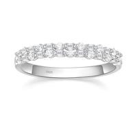 Titaniumcentral Eternity Ring Damen Silber 925 Schmal Vorsteckring Rund Baguette Zirkonia Ewigkeitsringe Eheringe Memoire Ringe (Silber,62 (19.7))