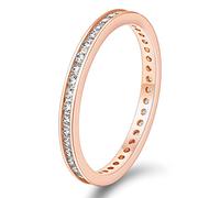 Titaniumcentral Eternity Ring Damen Zirkonia Vorsteckring Schmal Ewigkeitsringe Verlobungsringe Eheringe Memoire Ringe 2.5mm (Rosegold,48 (15.3))
