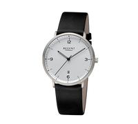 Titanuhr REGENT, schwarz, silberfarben, Armbanduhren, Herren, Quarzuhr, Armbanduhr, Herrenuhr, Lederarmband, analog, Tag (70303111-0) schwarz, silberfarben