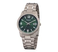 Titanuhr REGENT, titansilberfarben, grün, Armbanduhren, Herren, Quarzuhr, Armbanduhr, Damenuhr, Herrenuhr, analog, Tag (46198218-0) titansilberfarben, grün