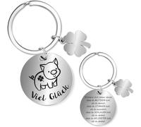 Tixlux Schlüsselanhänger, Auto-Schlüssel, Glücksbringer, Mutmacher Geschenk, Gute Besserung Geschenke, Glücksbringer Prüfung für Familie Lieblingsmensch Frauen Jungen Patient (Silber)