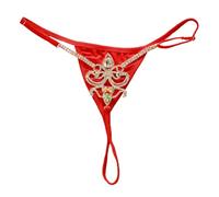 TJCGCKK Frauen Strass Ausschnitt Geformt Tanga Höschen Einstellbar Bikini Kristall Tanga Unterhose Festival Rave Party Unterwäsche G String Körperschmuck (Gold)