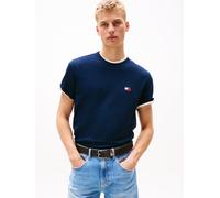 T-Shirt TOMMY JEANS "TJM REG BADGE TEE EXT", Herren, Gr. S, blau (schwarz night navy), Single Jersey, Obermaterial: 100% Baumwolle, Basic, regular fit hüftlang, Rundhals, abgesteppt, Shirts T-Shirt, m