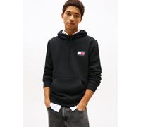 Sweatshirt TOMMY JEANS "TJM REG ESSENTIAL FLAG HOOD EXT", Herren, Gr. XL, schwarz, Sweatware, Obermaterial: 100% Baumwolle, unifarben, regular fit, breiter Bund, Sweatshirts Sweatshirt, mit bedruckten