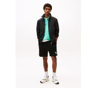 Sweatshorts TOMMY JEANS "TJM RLX STACK LOGO SWEATSHRT EXT", Herren, Gr. XL, N-Gr, schwarz, Web, Obermaterial: 100% Baumwolle, unifarben, casual, normal kurz, Hosen, Mit Kordelzug (29293242-XL) schwarz