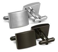 TJUSPIRIT Manschettenknöpfe Herren 2 Paar Silber Schwarz Manschettenknöpfe Business Hemd Cufflinks Set für Business Hochzeit Party(Rechteckige)