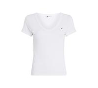 Tommy Jeans Damen Tjw Slim Essential Rib V Dw0dw17385 Kurzarm Strickoberteile, Weiß, M EU