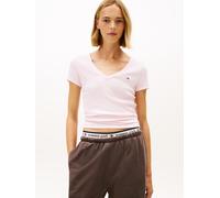 Tommy Jeans Kurzarmshirt TJW SLIM ESSENTIAL RIB V SS – gerippt, V-Ausschnitt, hellrosa, Gr. S