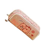 Tkidplw Cartoon-Federmäppchen, groß, Segeltuch, Stiftebeutel, Bleistifte, Organizer, Tasche, Reise-Make-up, Aufbewahrung für Schule, Büro, Reisen, Cartoon-Bleistift, Schulbedarf, Kaffeebraun