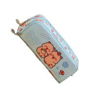 Tkidplw Cartoon-Federmäppchen, groß, Segeltuch, Stiftebeutel, Bleistifte, Organizer, Tasche, Reise-Make-up, Aufbewahrung für Schule, Büro, Reisen, Cartoon-Bleistift, Schulbedarf, blau