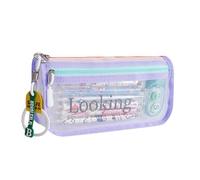 Tkidplw Federmäppchen mit hoher Kapazität, transparent, Stifteetui, Marker, Organizer, Aufbewahrungstasche, Reise-Make-up-Tasche für Schule, Büro, Reisen, Netz-Federmäppchen für Büro, violett