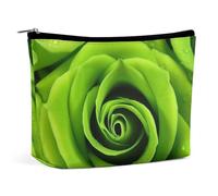 TKJMCSW Grüne Rose Make-up-Tasche für Damen, große Kapazität, Kulturbeutel, tragbar, Make-Up-Organizer, Kosmetiktasche, Reisetasche für Kosmetik-Aufbewahrungstasche für Reisen, Arbeit, Stil,