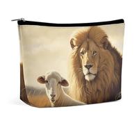 TKJMCSW Make-up-Tasche mit Löwen-Schaf für Damen, große Kapazität, Kulturbeutel, tragbar, Make-Up-Organizer, Kosmetiktasche, Reisetasche für Kosmetik-Aufbewahrungstasche für Reisen, Arbeit, Stil,