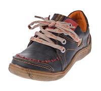 TMA Damen Leder Halb Schuhe Comfort Sneakers Schwarz Grün Blau Rot Weiß Used Look Schnürer Turnschuhe Eyes 1646